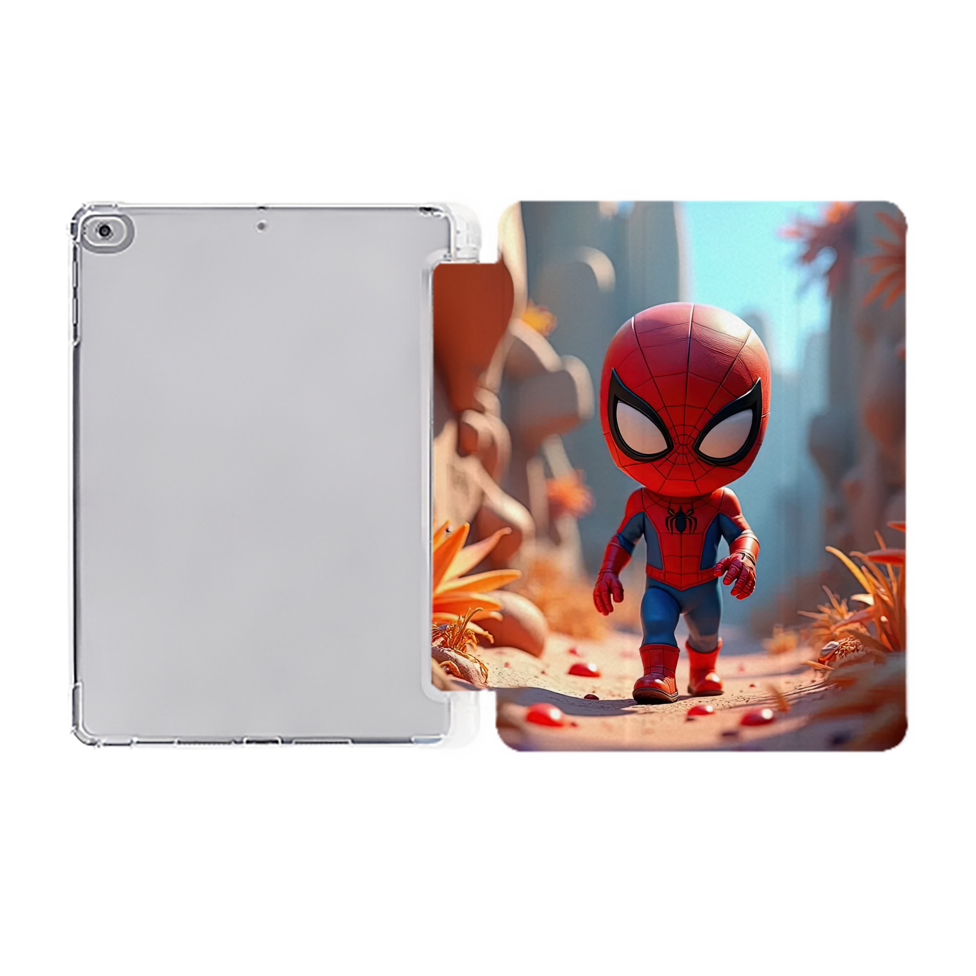 （画像用） Spider Man スパイダーマン IPad ケース ペン収納付き 三つ折りスタンド PUレザー×シリコン 対応機種9.5/10.5/10.9インチ